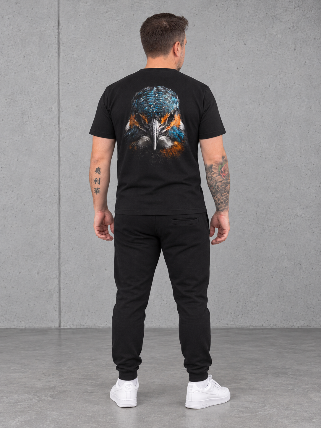 carpstylez BLACKWATER KINGFISHER NS305 Shirt Black – Ganzkörper Rücken #farbe_black, schwarz
