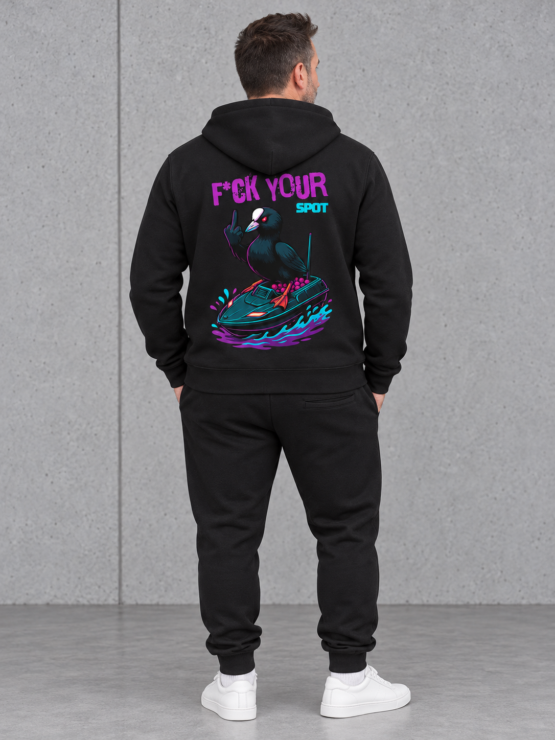 F*CK YOUR SPOT Hoodie Schwarz – Ganzkörper Rücken #farbe_black