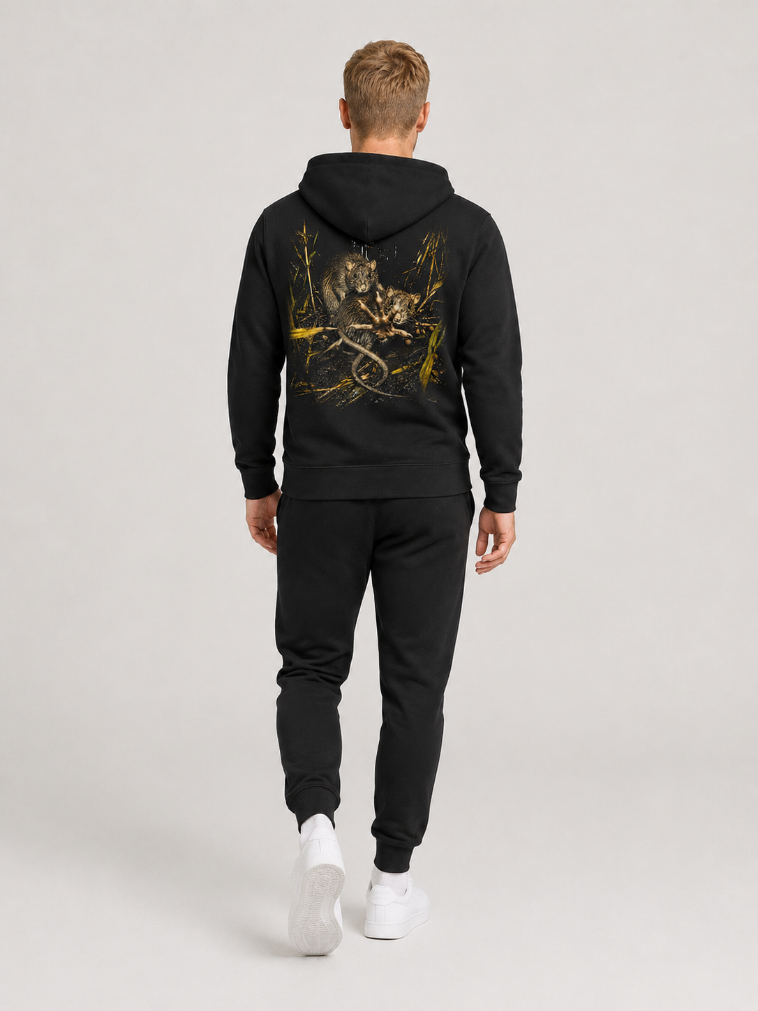 HEAVY PET(T)ING Hoodie Black – Ganzkörper Rückenansicht #farbe_black