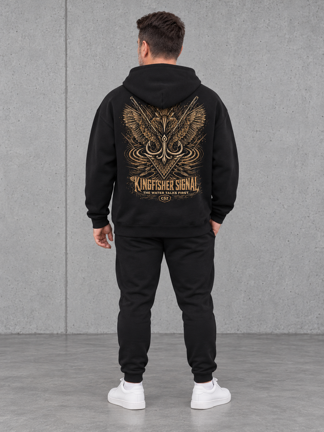 KINGFISHER SIGNAL – Oversize Hoodie NS408 Black – Ganzkörper Rücken