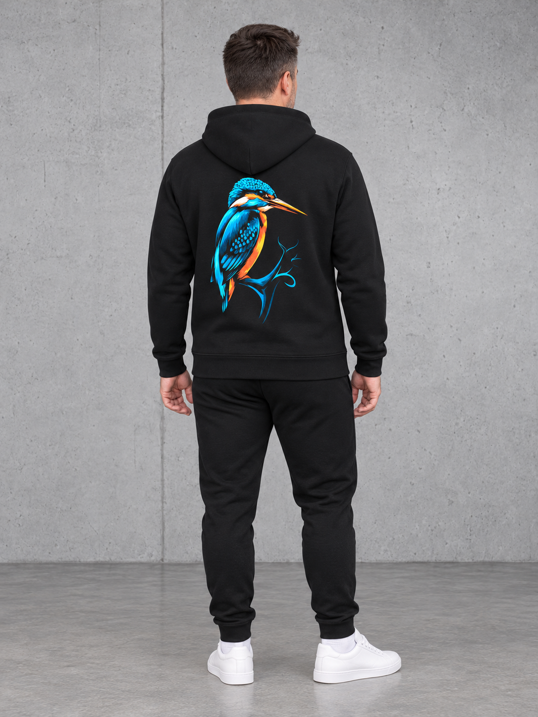 carpstylez KINGFISHER VIBES Hoodie – Ganzkörper-Rückenansicht, schwarz #farbe_black