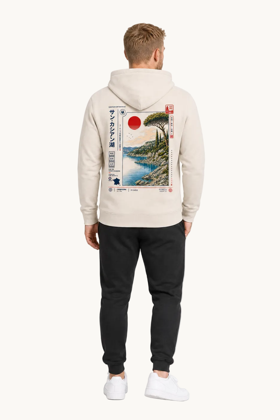 LAC DE SAINT-CASSIEN Hoodie Ivory – Fullbody Rückseite