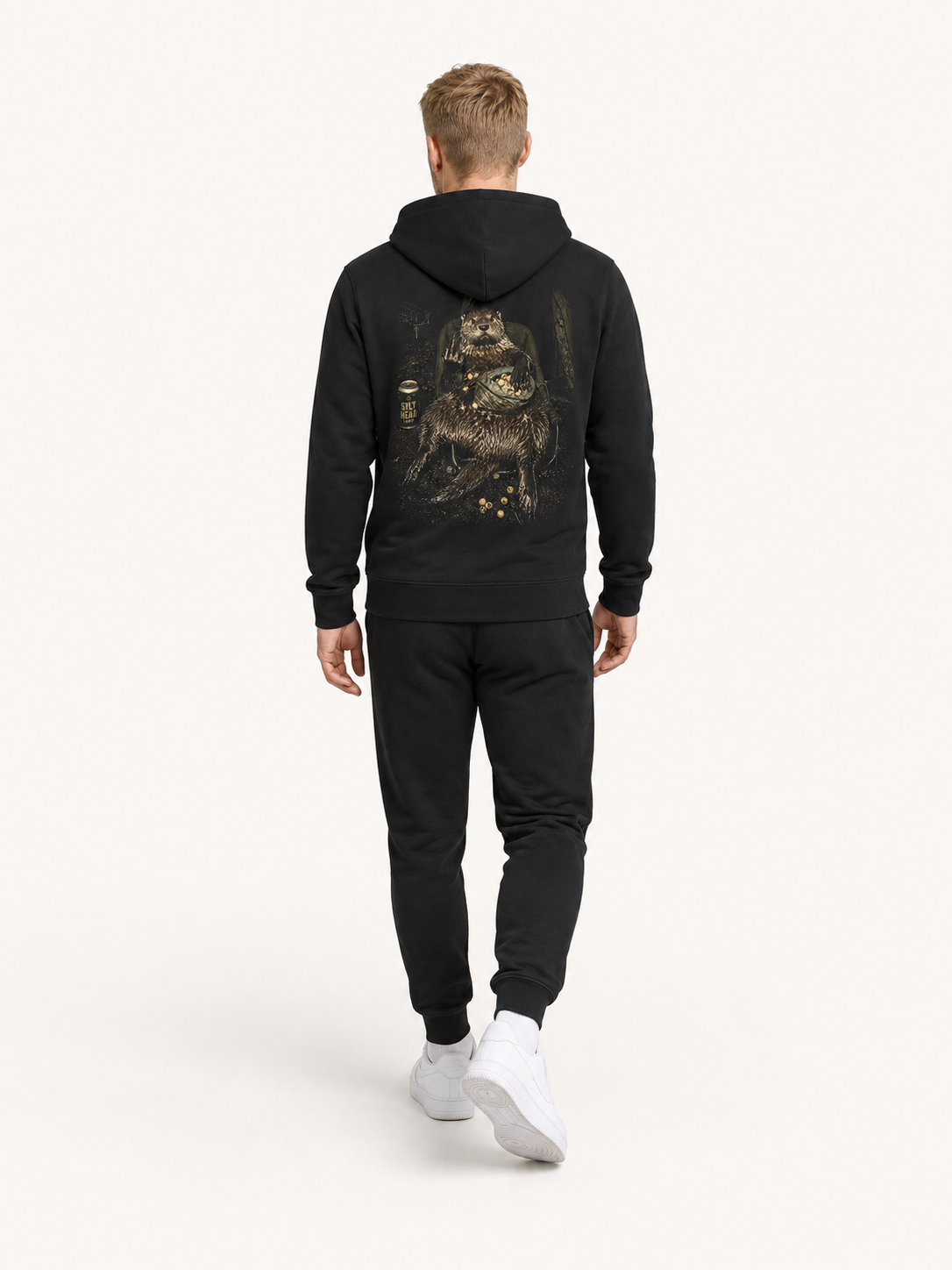 NO F*CKS Hoodie Black – Ganzkörper Rückenansicht #farbe_black