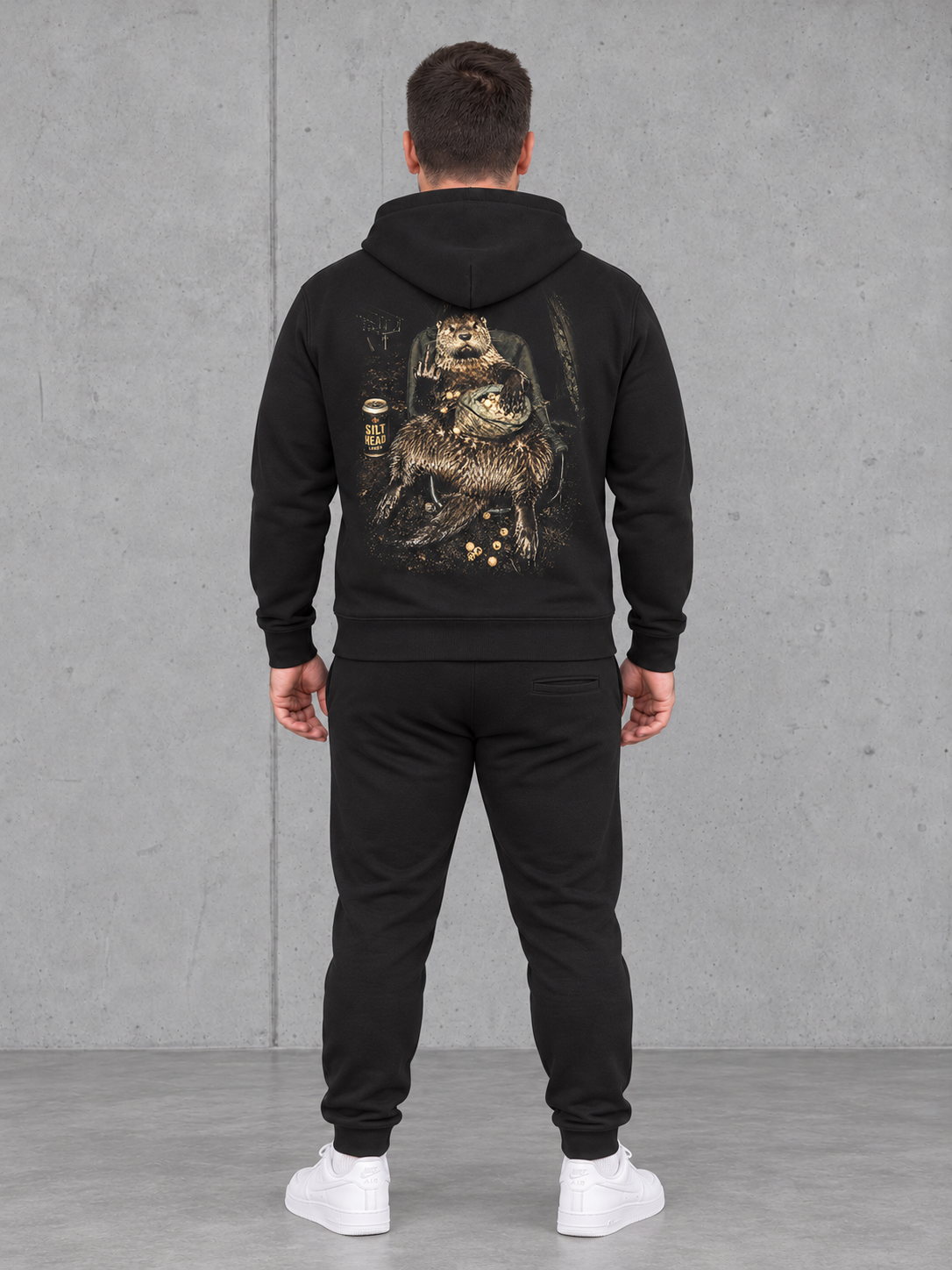 NO F*CKS Hoodie Black – Ganzkörper Rücken #farbe_black