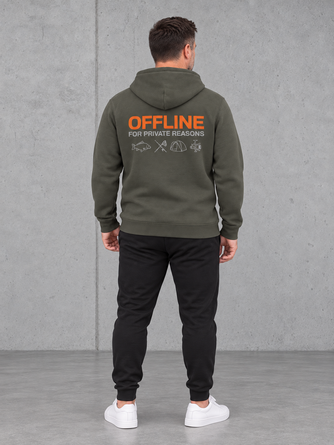 carpstylez OFFLINE Hoodie – Olli Ganzkörper hinten #farbe_organic khaki