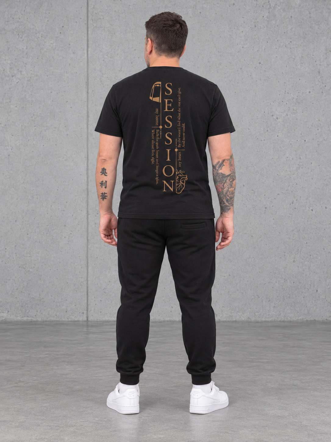 carpstylez SESSION Shirt NS305 Schwarz – Ganzkörper-Rückenansicht #farbe_schwarz