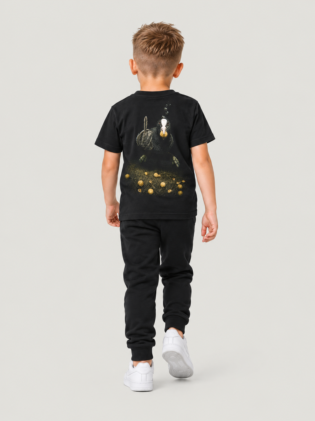 THANKS, DUMBASS Kids Shirt Black – Ganzkörper-Rückenansicht am Kind #farbe_black
