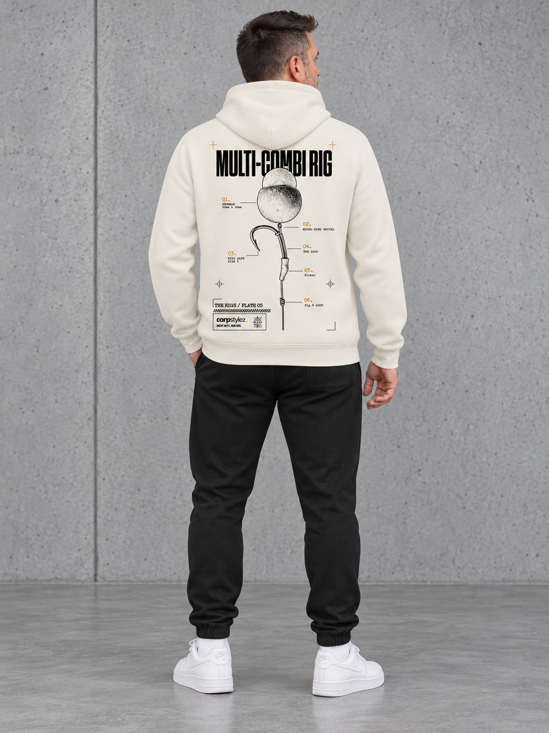 THE RIGS MULTI COMBI RIG NS401 Hoodie – Ganzkörper Rückenansicht #color_ivory