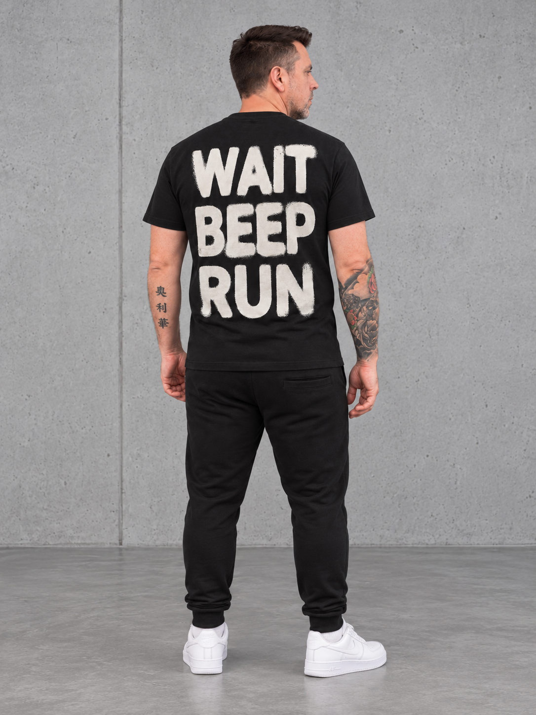 carpstylez WAIT BEEP RUN NS305 Shirt Black – Ganzkörper Rückenansicht #farbe_schwarz, black