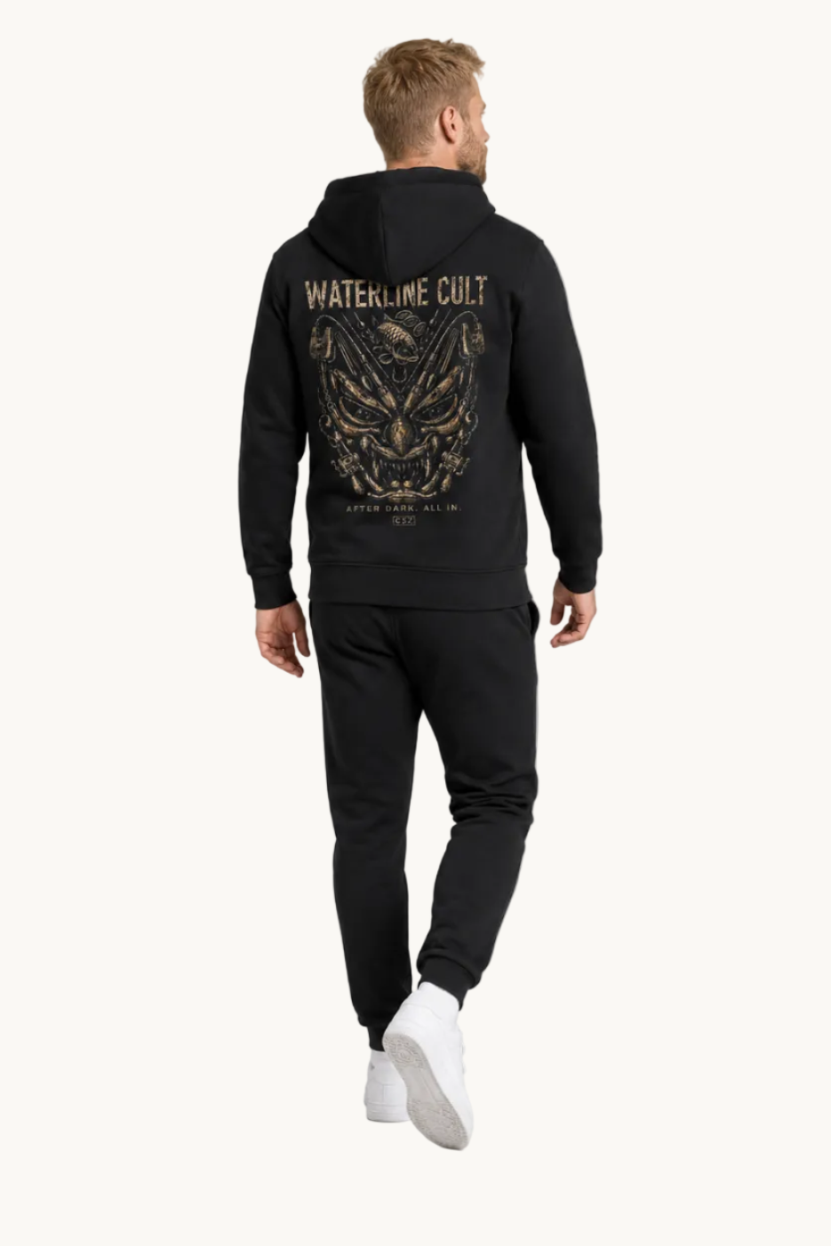 WATERLINE CULT Hoodie Black – Fullbody Rückseite