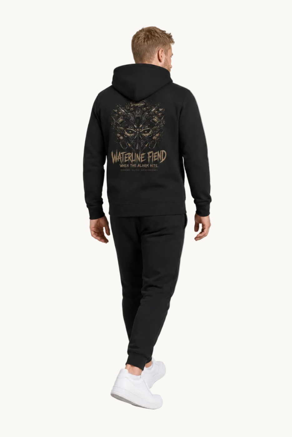 WATERLINE FIEND Hoodie Black – Fullbody Rücken