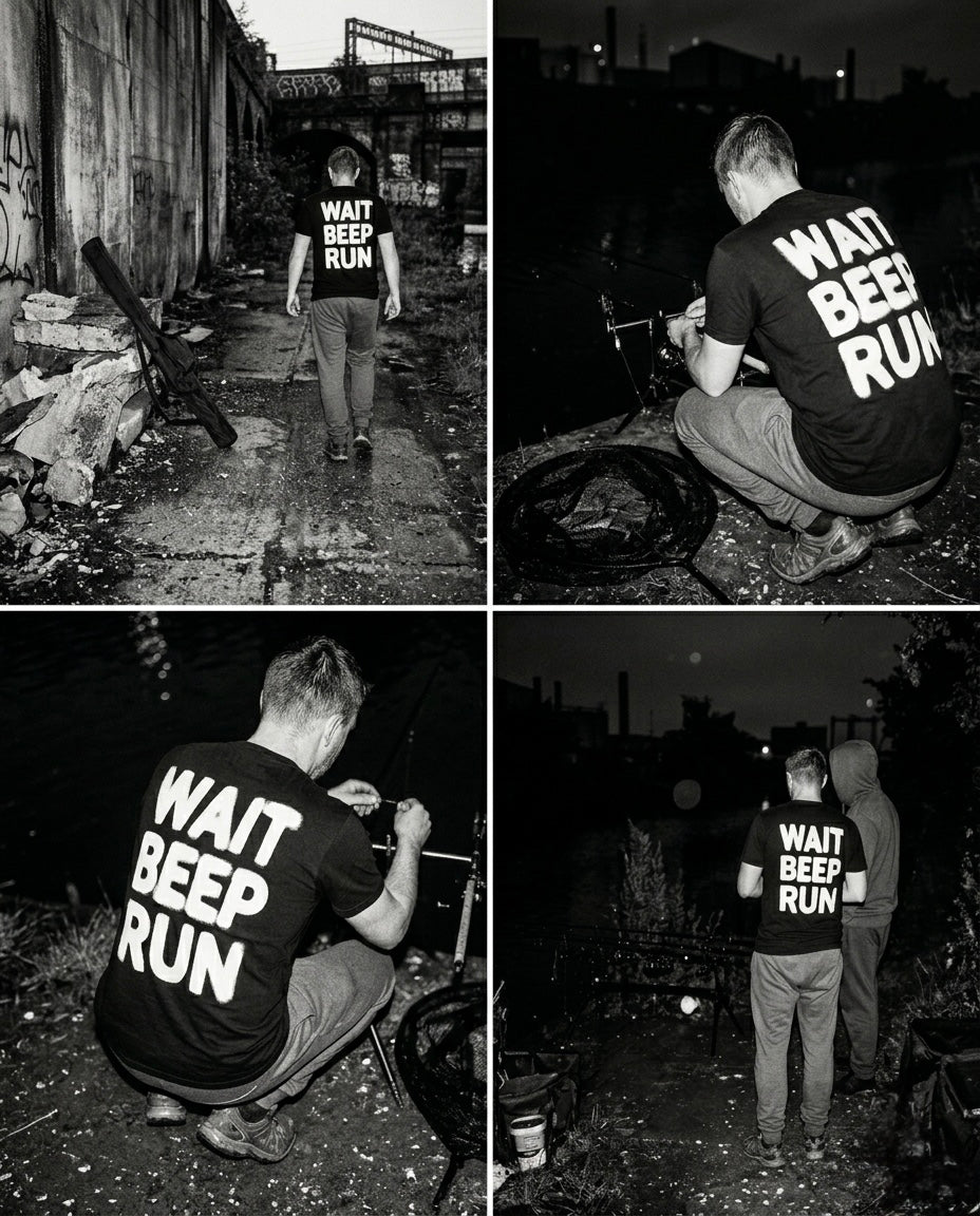 carpstylez „Wait Beep Run“ Shirt schwarz – getragen am Wasser