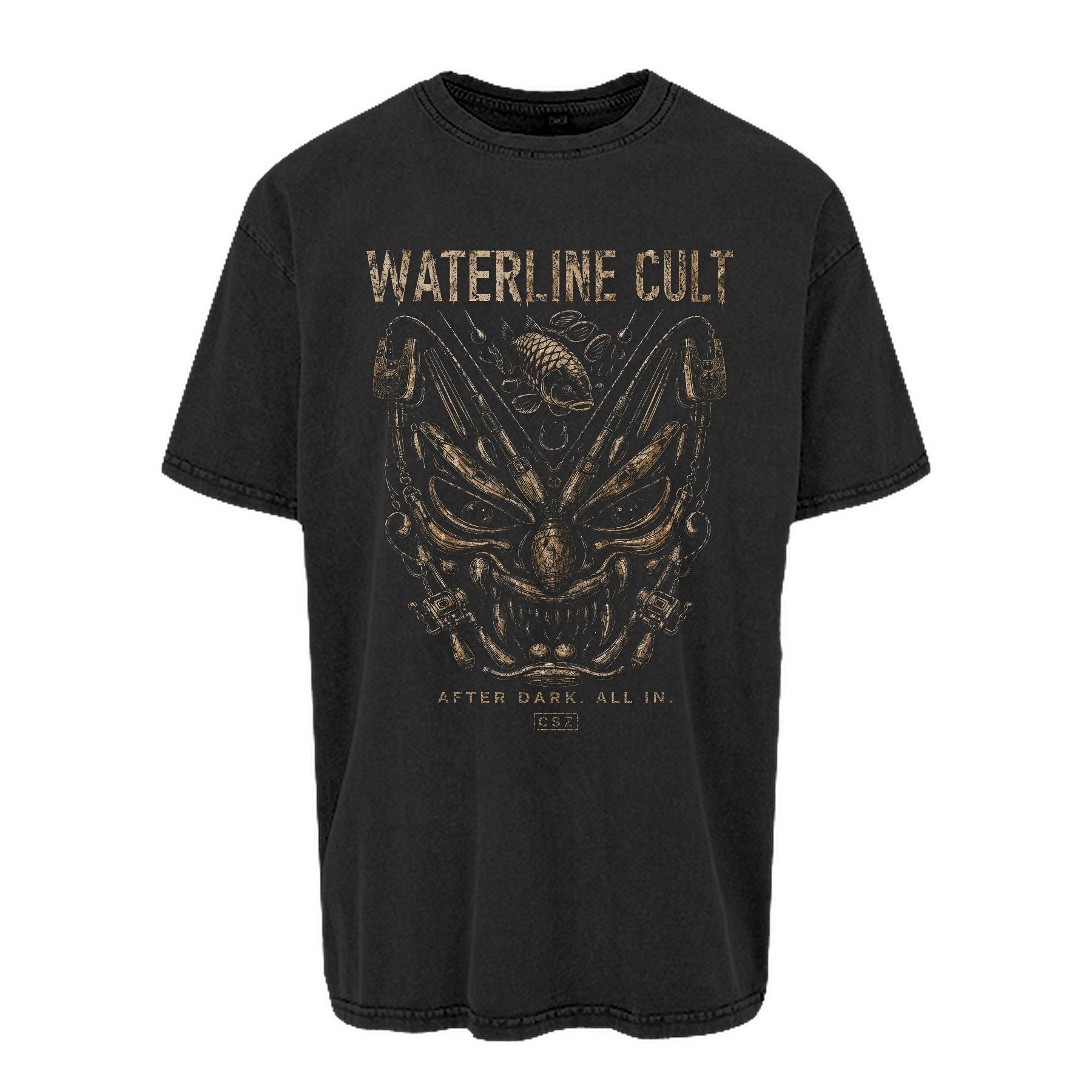 carpstylez „Waterline Cult“ Oversize-Shirt – Farbe Schwarz (Acid Wash)