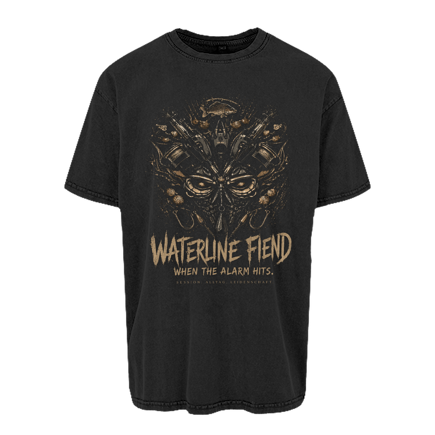 carpstylez „Waterline Fiend“ Oversize-Shirt – Farbe Schwarz (Acid Wash)