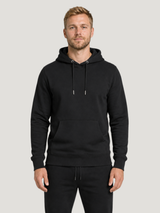 carpstylez WASHED OUT ORANGE POP-UP Club Hoodie Black – Vorderansicht am Model, Front clean #farbe_black