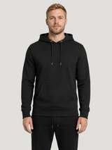 carpstylez FLUO YELLOW POP-UP Club Hoodie Black – Vorderansicht am Model, Front clean #farbe_black