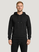 carpstylez FLUO ORANGE POP-UP Club Hoodie Black – Vorderansicht am Model, Front clean #farbe_black