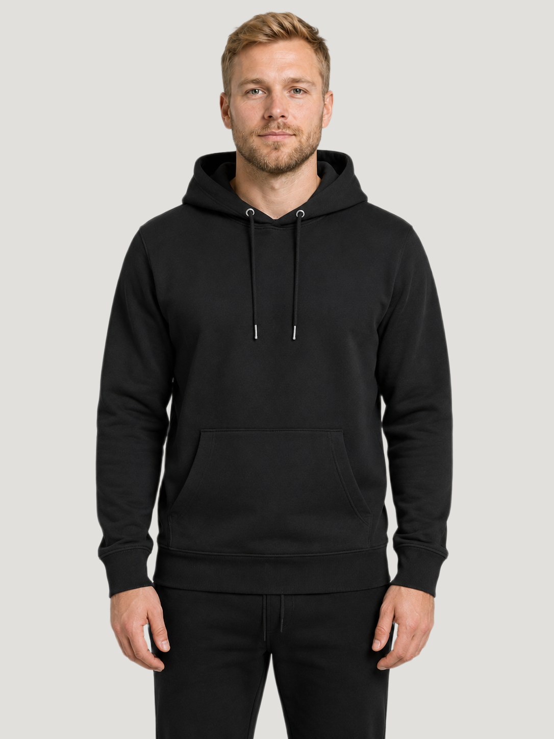 carpstylez FLUO WHITE POP-UP Club Hoodie Black – Vorderansicht am Model, Front clean #farbe_black