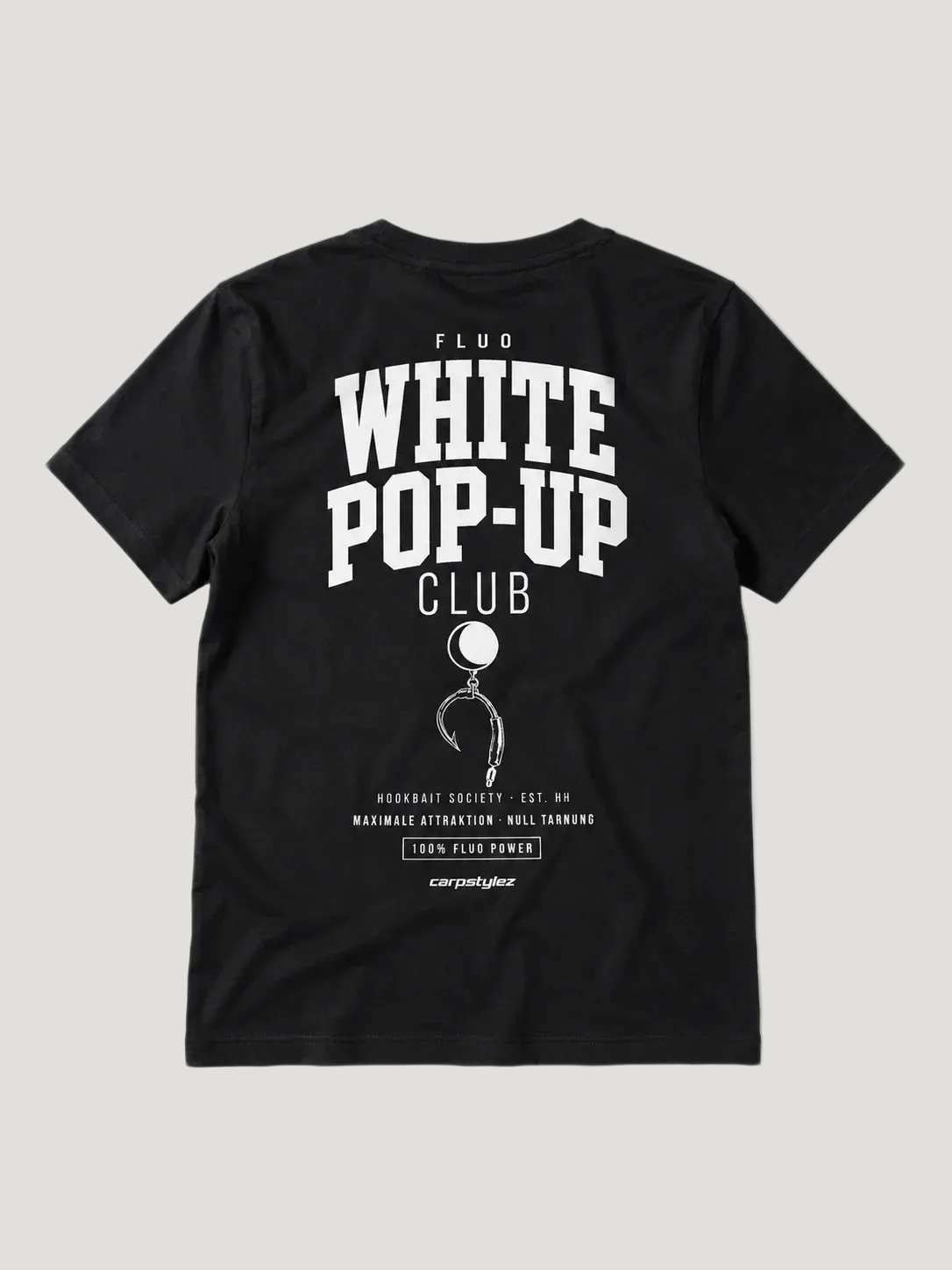 carpstylez Kids FLUO WHITE POP-UP Club Shirt Black – Backprint Flatlay #farbe_black