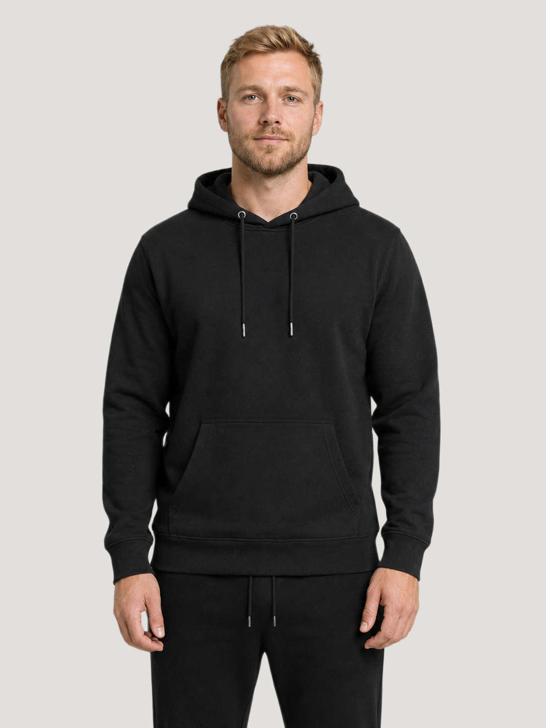 carpstylez WASHED OUT YELLOW POP-UP Club Hoodie Black – Vorderansicht am Model, Front clean #farbe_black
