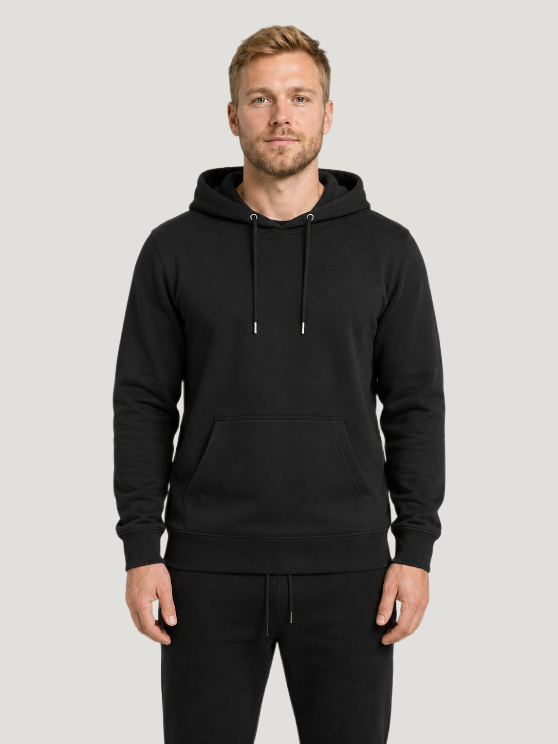 carpstylez WASHED OUT NATURE POP-UP Club Hoodie Black – Vorderansicht am Model, Front clean #farbe_black