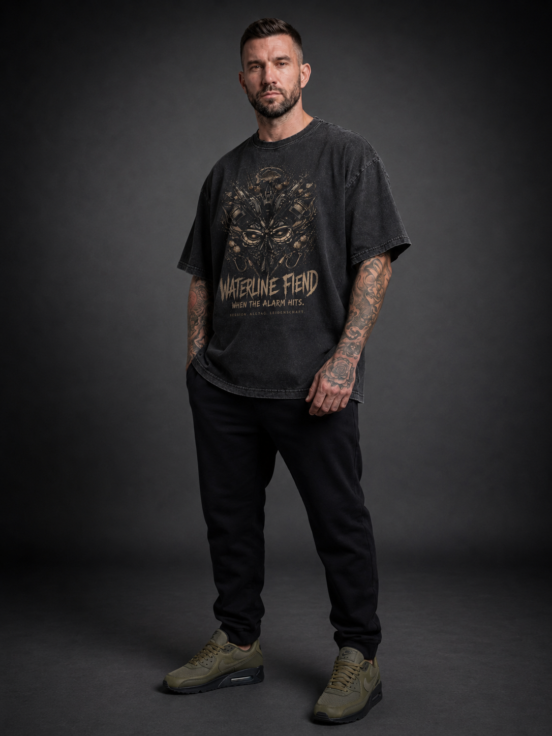 carpstylez „Waterline Fiend“ Oversize-Shirt schwarz – Print-Detail