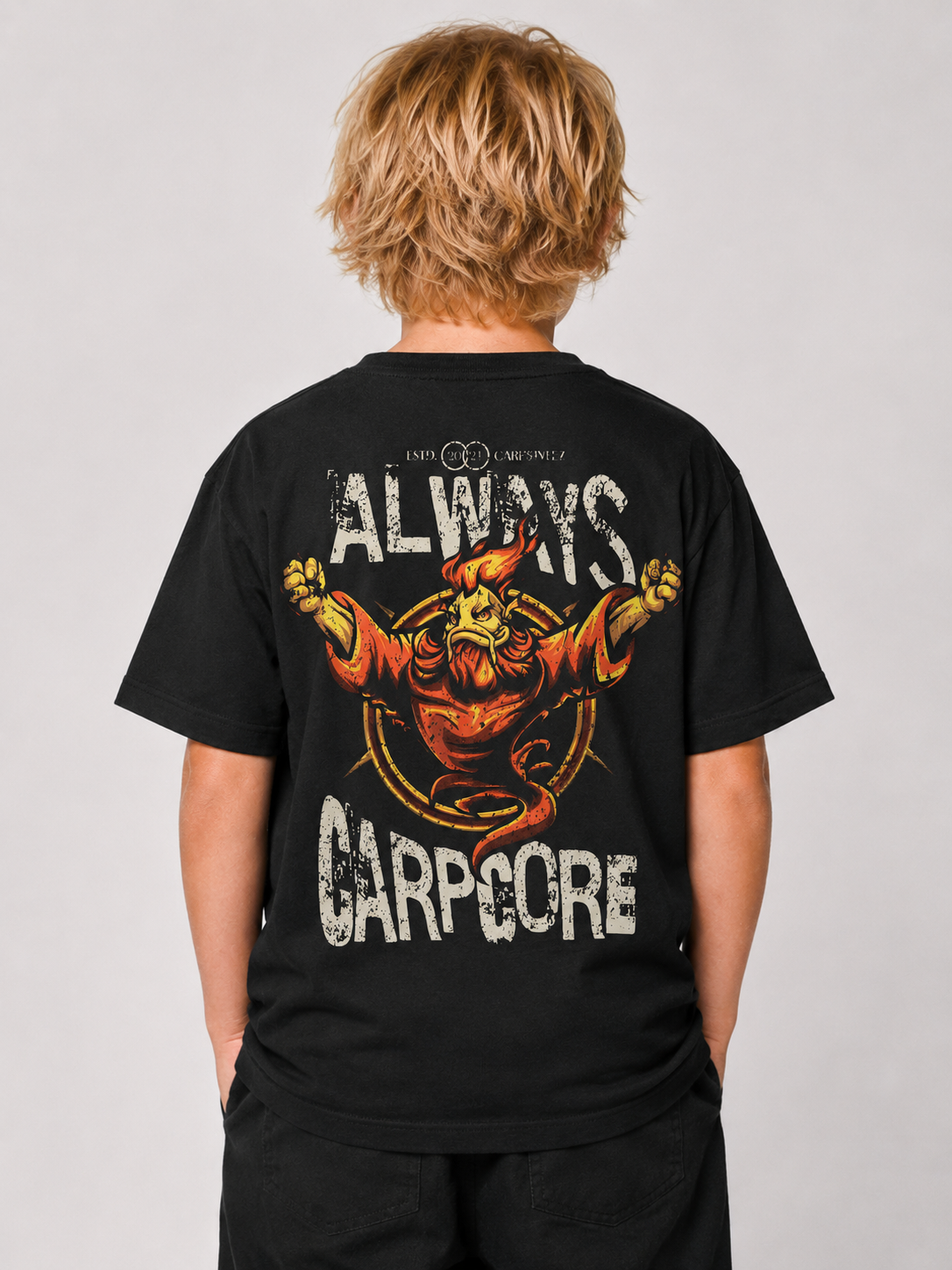 ALWAYS CARPCORE Kids Shirt in Schwarz mit Backprint – Rückenansicht
