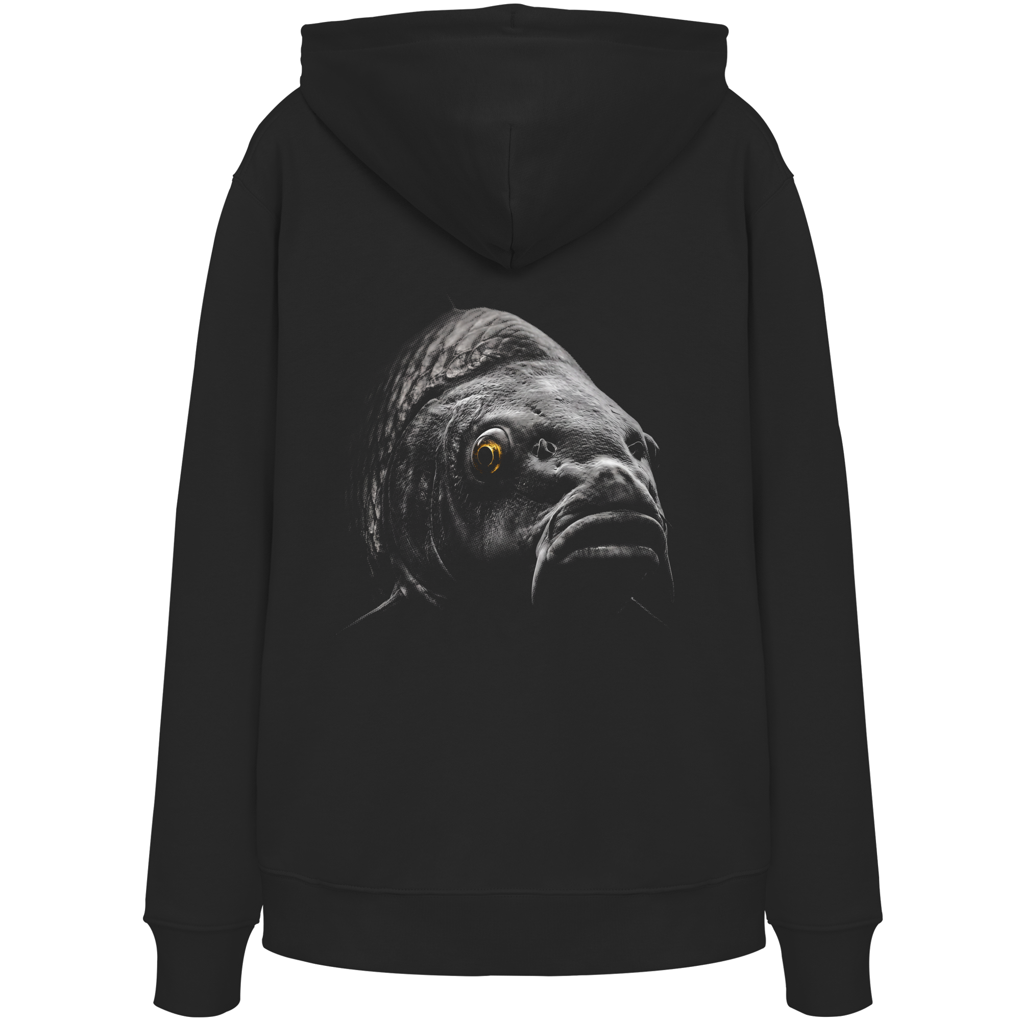 carpstylez "Blackwater Carp" Hoodie schwarz – Rückenansicht aus Bio-Baumwolle