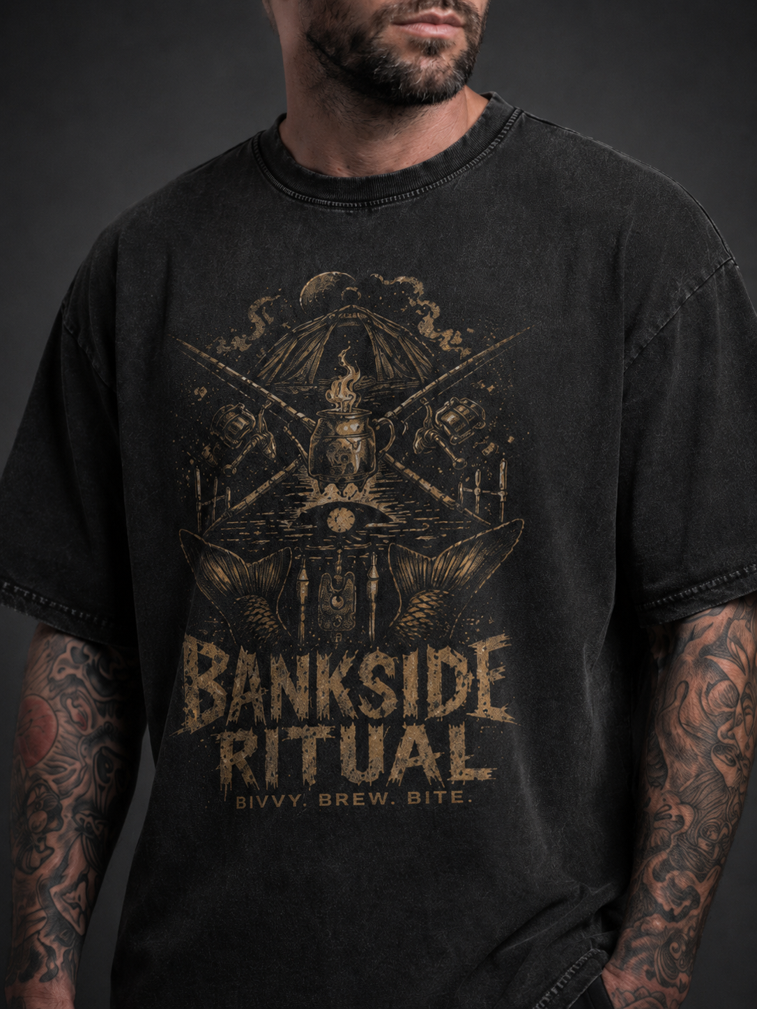 carpstylez „Bankside Ritual“ Oversize-Shirt schwarz – Detailansicht (Acid Wash)