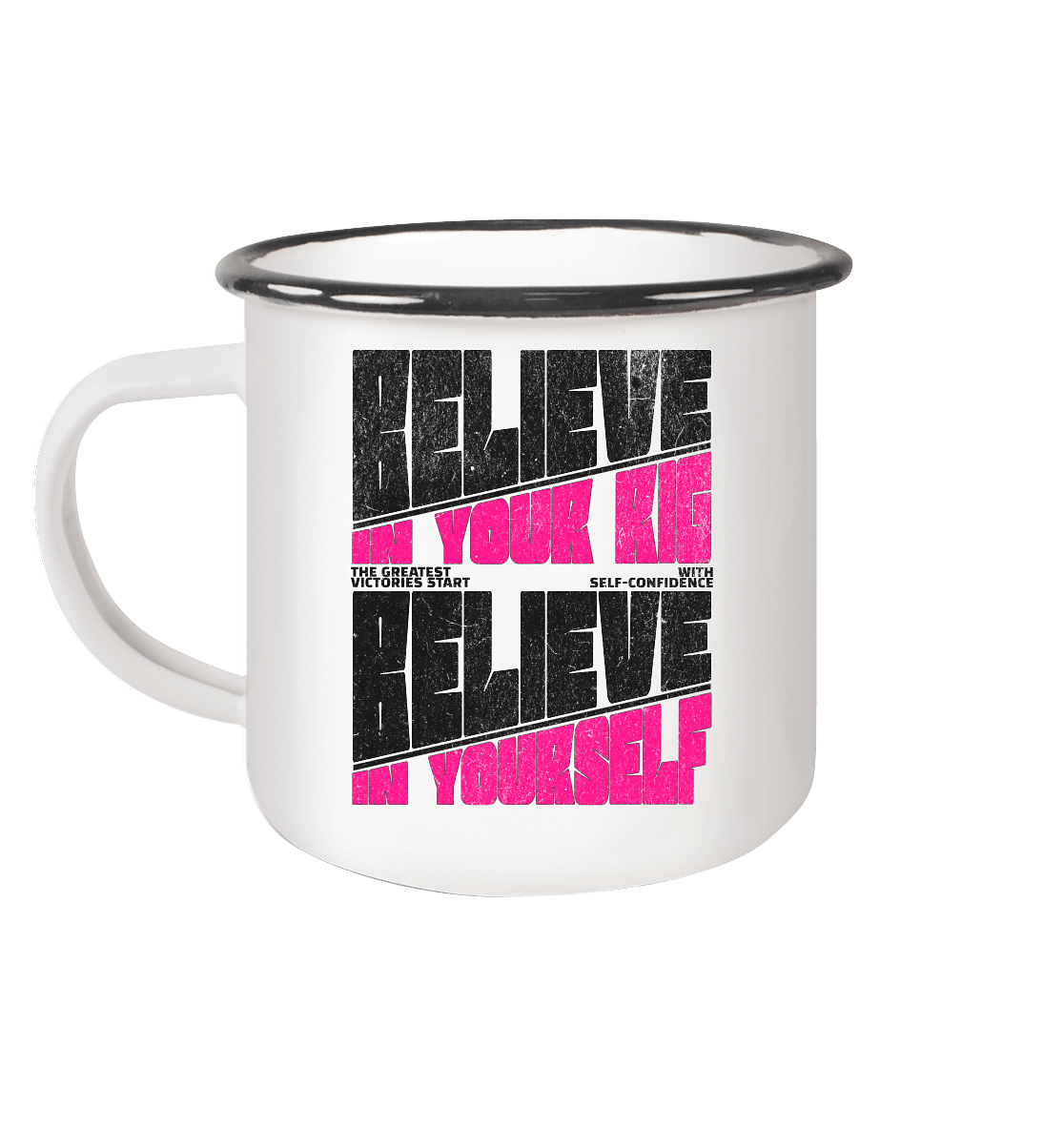 BELIEVE Emaille Tasse (Black) - carpstylez Karpfen Angeln