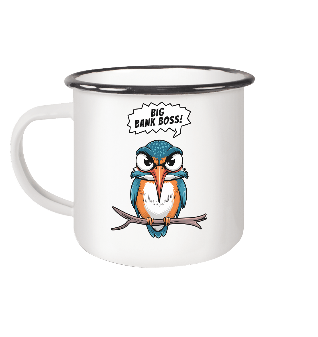 BIG BANK BOSS Emaille Tasse (Black) - carpstylez Karpfen Angeln