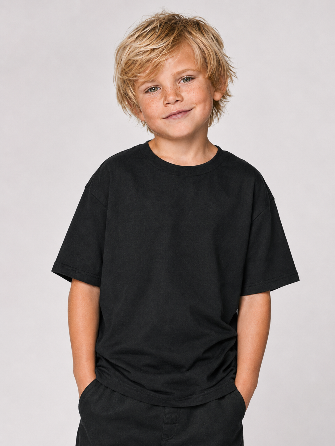 BLACKWATER NUTRIA Kids Shirt Schwarz – cleane Vorderansicht, Karpfenangler-Streetwear