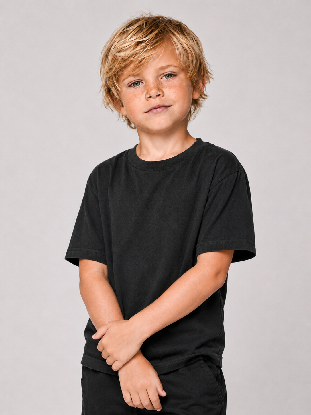 BLACKWATER NUTRIA Kids Shirt Schwarz – cleane Vorderansicht, Karpfenangler-Streetwear