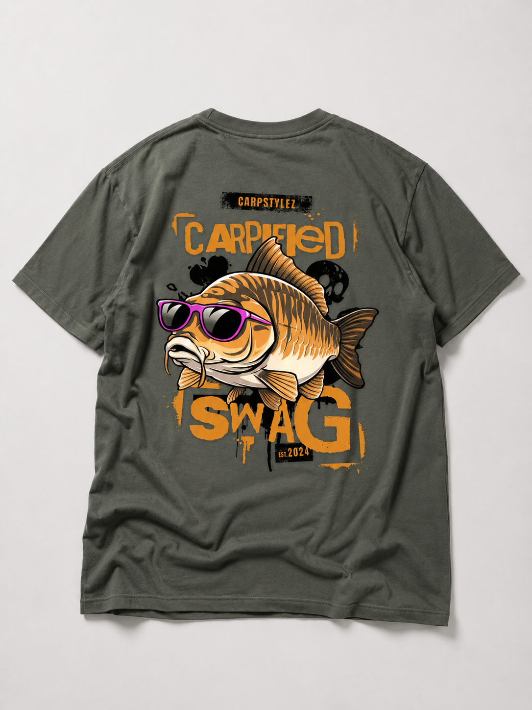 CARPIFIED SWAG Kids Shirt Khaki – Backprint, Flatlay