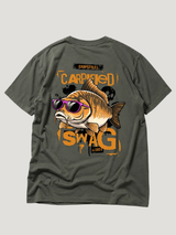 CARPIFIED SWAG Kids Shirt Khaki – Backprint, Flatlay #farbe_organic khaki