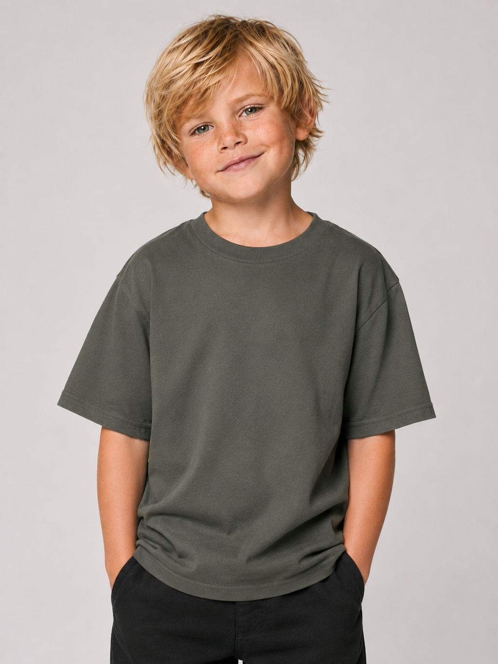 CARPIFIED SWAG Kids Shirt Khaki – cleane Vorderansicht, Karpfenangler-Streetwear