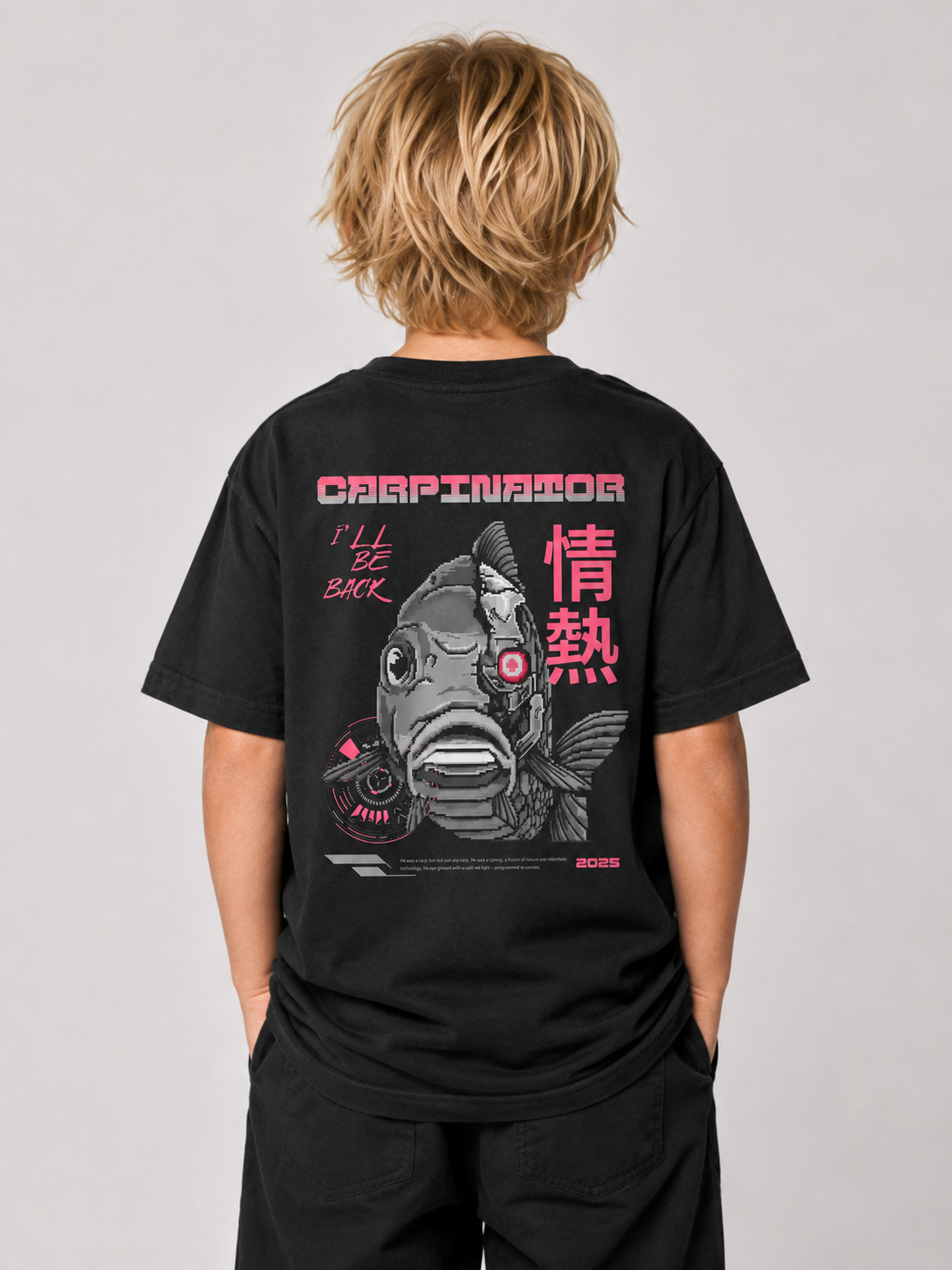 CARPINATOR Kids Shirt in Schwarz mit Backprint – Rückenansicht