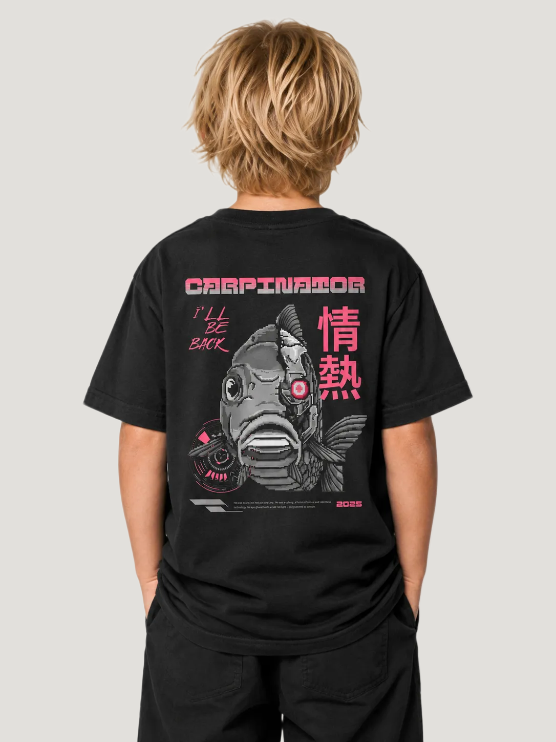 CARPINATOR Kids Shirt in Schwarz mit Backprint – Rückenansicht #farbe_black