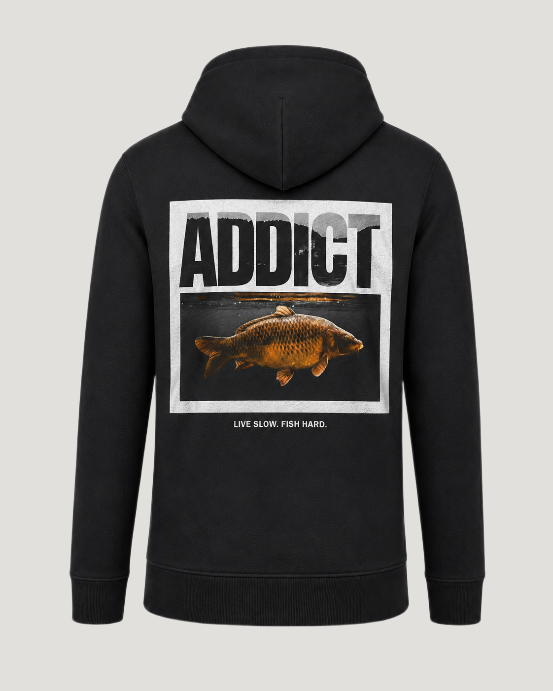 carpstylez Addict Hoodie – Backprint, schwarzer Karpfen-Hoodie #farbe_black
