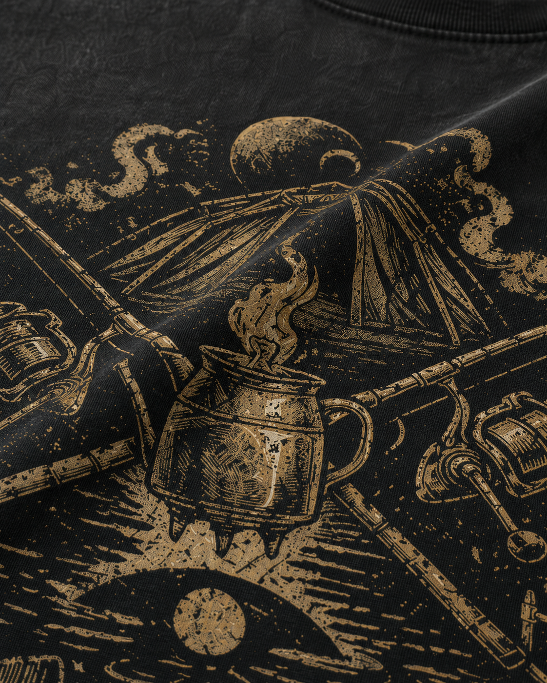 carpstylez Bankside Ritual Acid Wash Oversize Shirt – Print-Detail