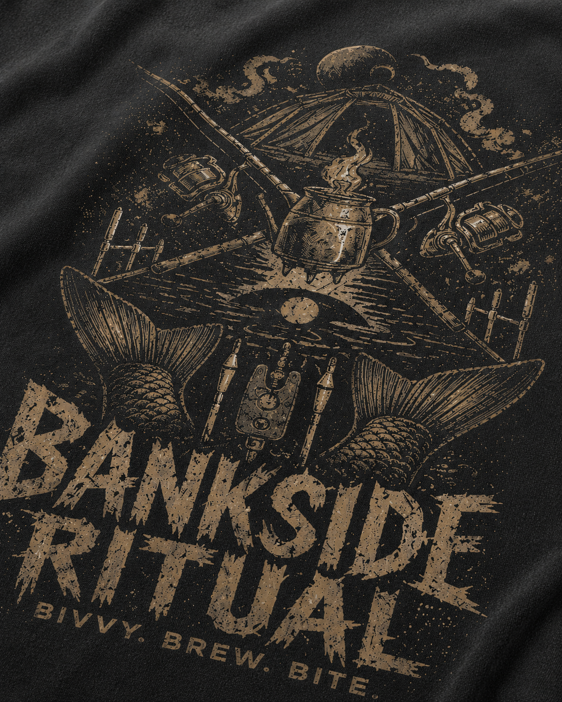 carpstylez BANKSIDE RITUAL Acid Wash Oversize Shirt – Detail, Karpfen-Streetwear