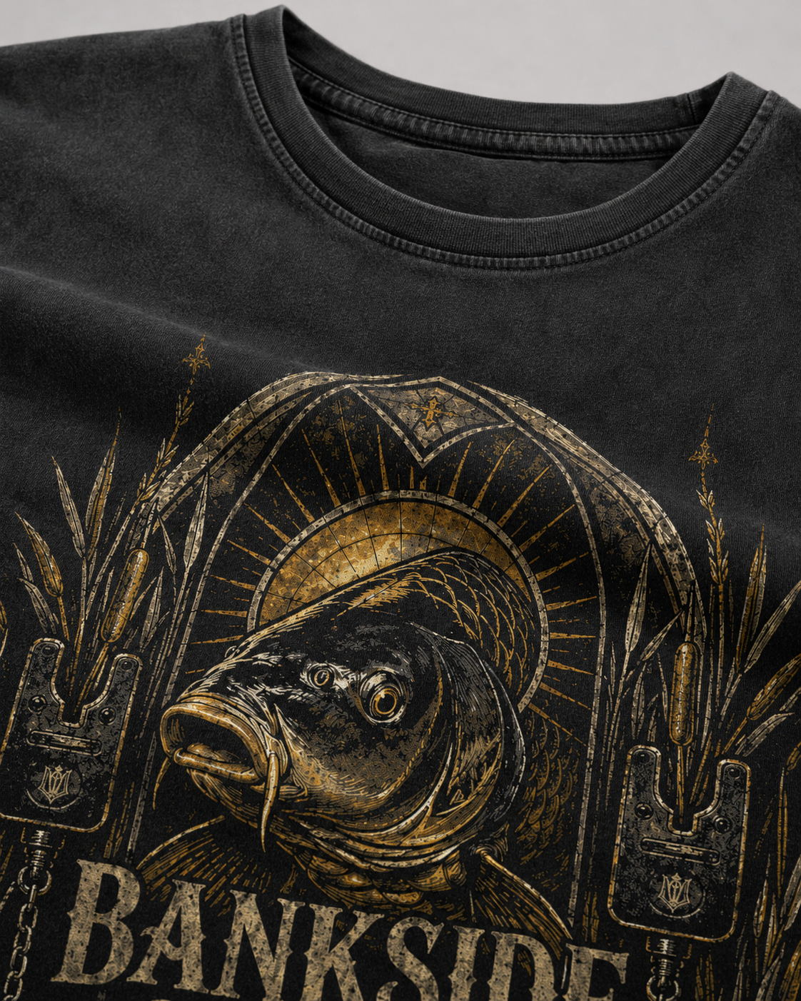 carpstylez Bankside Saint Acid Wash Oversize Shirt – Print-Detail