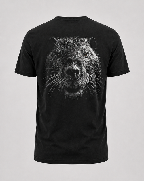 carpstylez Blackwater Nutria Shirt – Backprint, schwarzes Karpfen-Streetwear Shirt