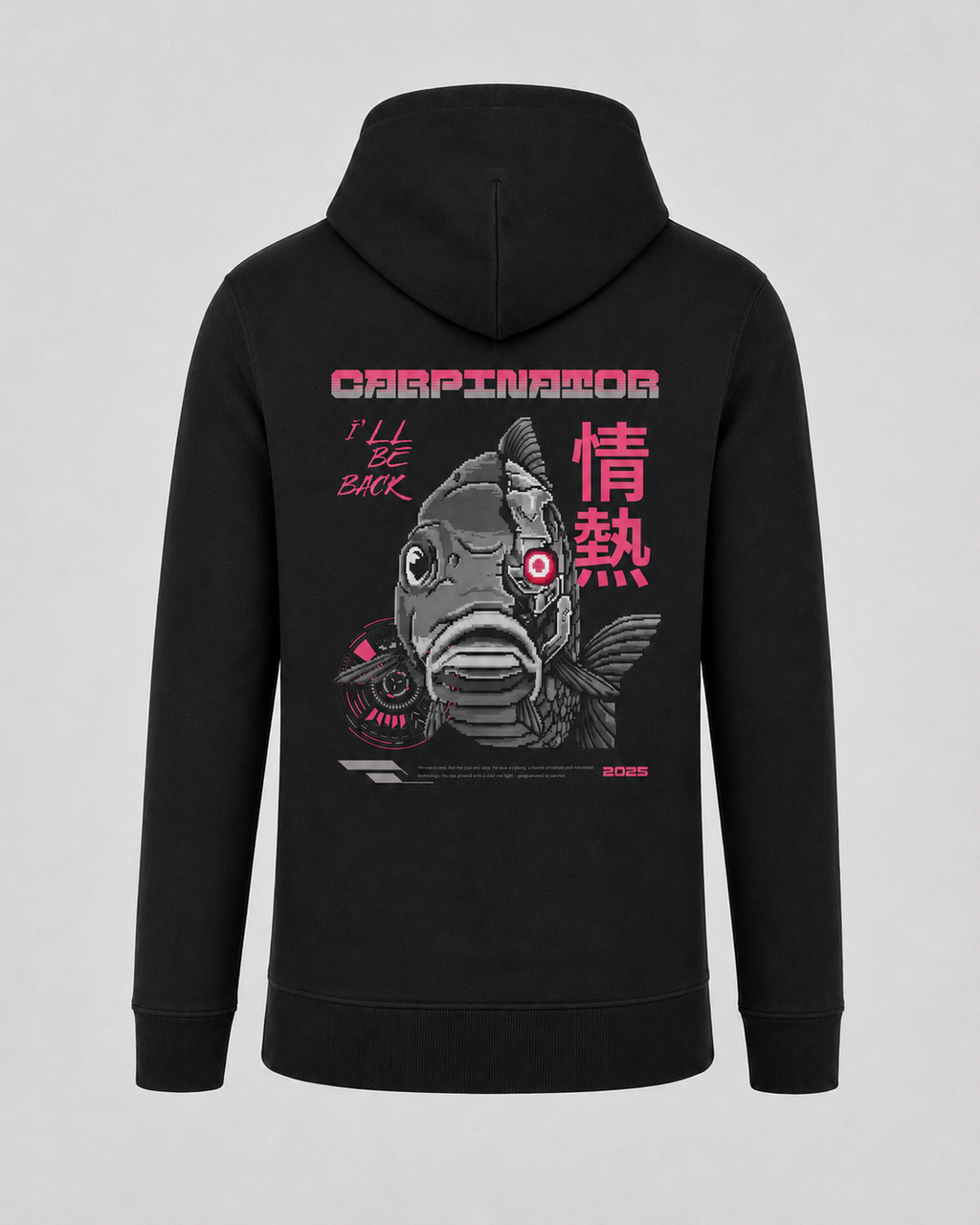 carpstylez Carpinator Hoodie – Backprint, schwarzer Karpfen-Hoodie