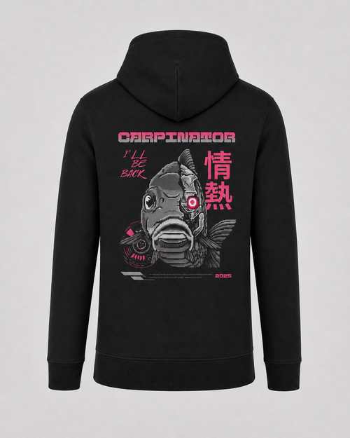 carpstylez Carpinator Hoodie – Backprint, schwarzer Karpfen-Hoodie