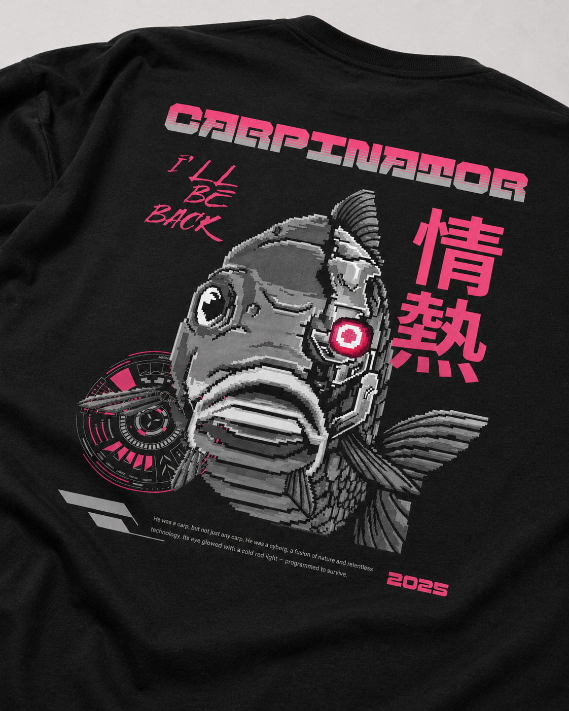 carpstylez CARPINATOR Shirt – Detail, Karpfen-Streetwear
