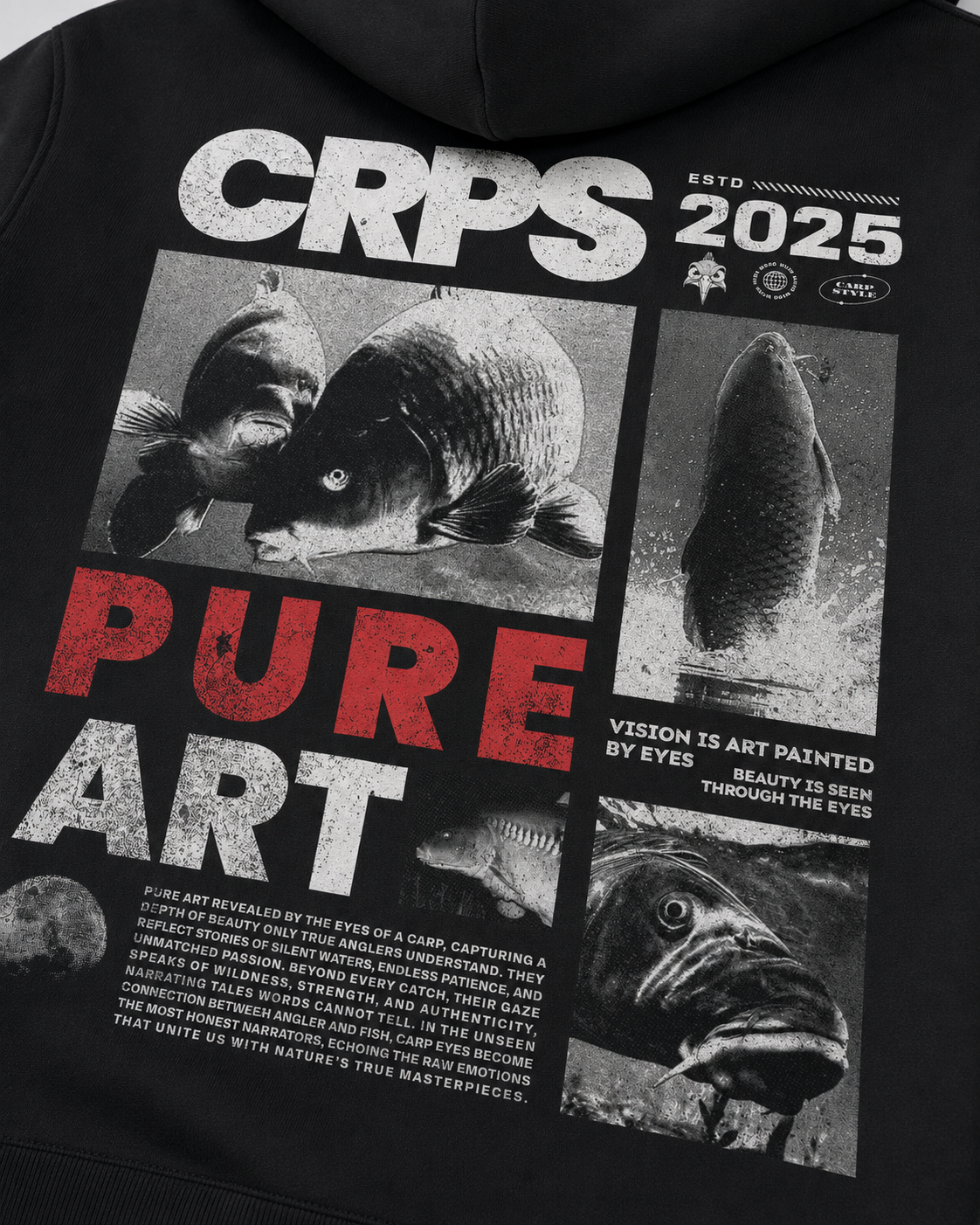 carpstylez CRPS PURE ART Hoodie – Detail, Karpfen-Streetwear