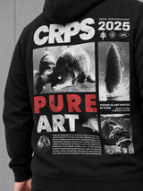 CRPS PURE ART Hoodie in Schwarz – Detail des Rückenprints #farbe_black
