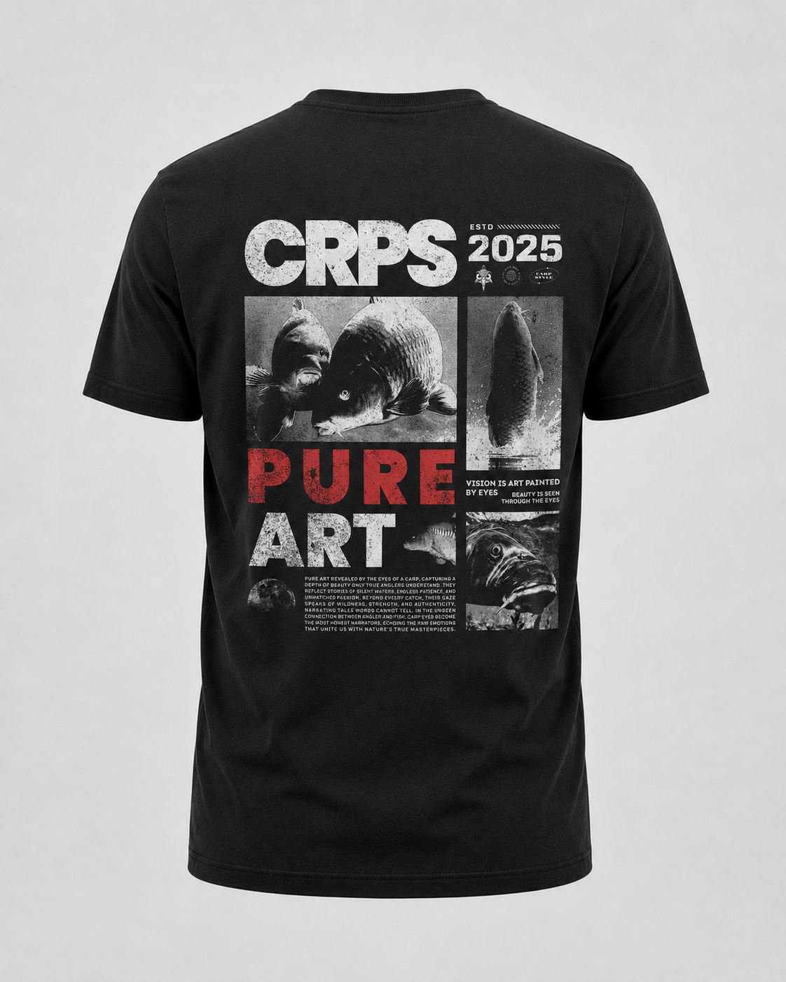 carpstylez CRPS Pure Art Shirt – Backprint, schwarzes Karpfen-Streetwear Shirt
