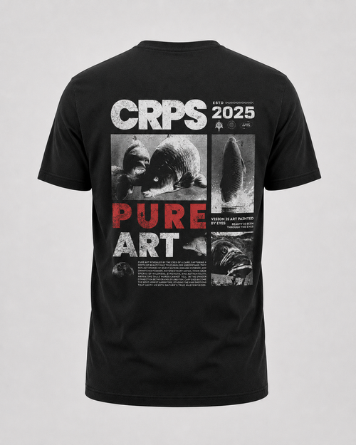 carpstylez CRPS Pure Art Shirt – Backprint, schwarzes Karpfen-Streetwear Shirt